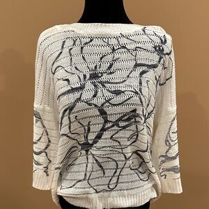 Westport White and Black Patterned Sweater